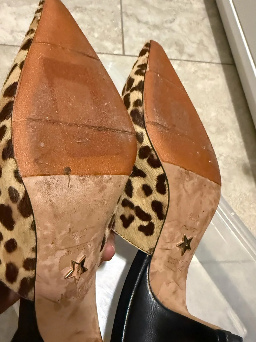 Dior Leopard-Print Pointed Slingback Pumps size 37.5